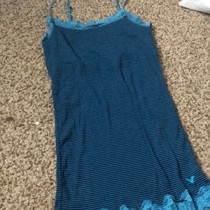 Blue and black striped tank top